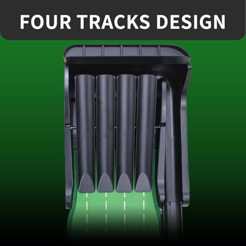 Crestgolf Golf Putting Mat, Automatic Ball Return with 4 Unique Flipping Tracks & 2-Player Mode, Professional Non-Slip Practice Putting Green Mat for Indoor Golf Training, Improve Putting Skills