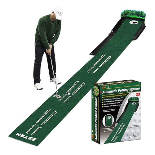 Putting Green Indoor, Perfect Practice Golf Putting Mat, Wrinkle-Free Portable Golf Putting Mat with Auto Ball Return, Indoor & Outdoor Practice - Ideal for Home and Office, Great Gift for Golf Lovers