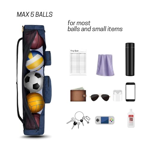 VISEMAN Mesh Equipment Bag for Balls Heavy Duty Sport Equipment Bag with Adjustable Shoulder Straper Design for Gym Training,Soccer,Football,Basketball,Volleyball - color: Navy Blue