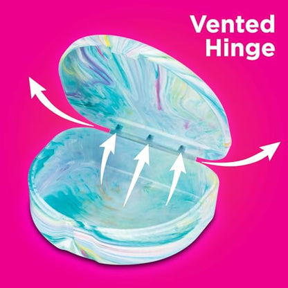 Practicon Marble Retainer Cases, Orthodontic Aligner Case, Mouth Guard Holder (3 Pack) (Cotton Candy) - color: Cotton Candy