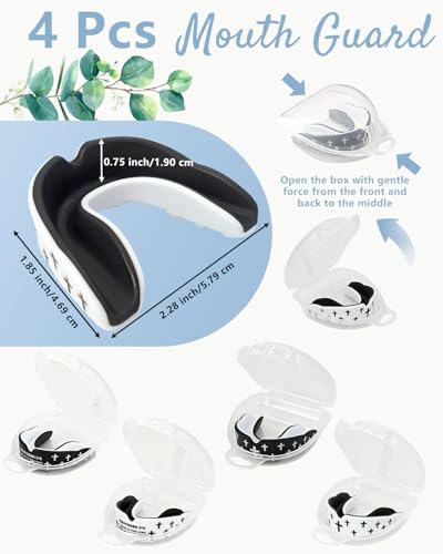 Piemow 4 Pcs Mouth Guard - Faith Cross Mouthguard with Case, Religious Adult Mouth Guards Braces for Football Boxing Basketball Lacrosse Hockey and All Contact Sports - color: 3:5+cross
