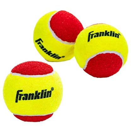 Franklin Sports Starter Tennis Balls - Pressureless, Low Bounce for Beginners - Great for Training + Practice - 3 Pack - All Court Surface