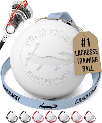 Cradlebaby Lacrosse Training Ball: Practice Indoor/Outdoor & Get More Repetitions - The #1 Piece of Equipment for Boys/Girls to Practice Cradling, dodges, Stick Tricks, & fakes. Best Lacrosse Gift! - color: Light Blue with Black Logo (White Ball)