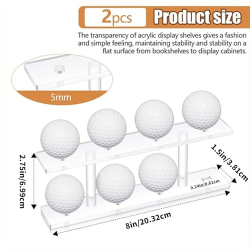 2Pcs Golfs Ball Organizers Rack 8 Balls Capacity Display Stand Clear Acrylic Golfs Holder Small Table Tennis Shelf Double Layer Golf Display Stand