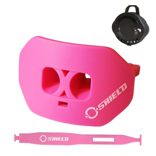 O Shield Core Football Mouth Guard with Detachable Strap, No Boil Brace Friendly Lip Guard for Football, 7v7, Flag Football and Training - color: Pink