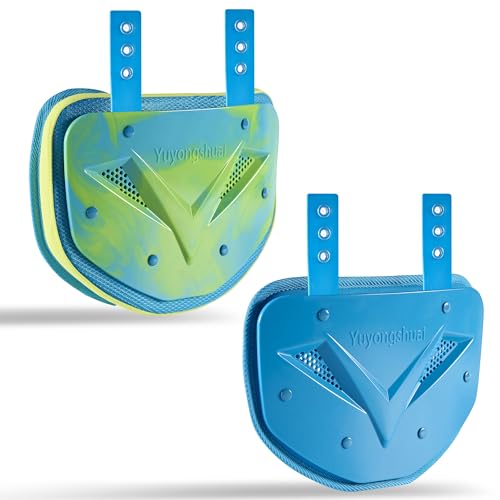 2Pcs Football Back Plate, Football Low Back Pad, Professional Rear Protector Lower Back Pads Large and Small - color: Blue and green dual color, size: Large