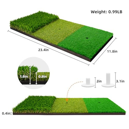 LYDARZ Golf Hitting Mat, Turf Golf Practice Mat for Indoor/Outdoor Driving, Chipping & Putting Training, Golf Training Accessories & Gift for Men & Women - size: Tri-Turf mat