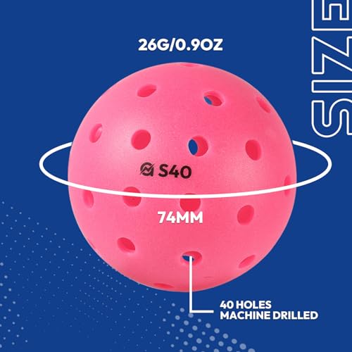 A11N S40 Outdoor Pickleball Balls- USA Pickleball Approved for Tournament Play, 3/6/12/50-Pack, Neon Green/Fuchsia/Tangerine - color: Fuchsia, style: 12 Packs