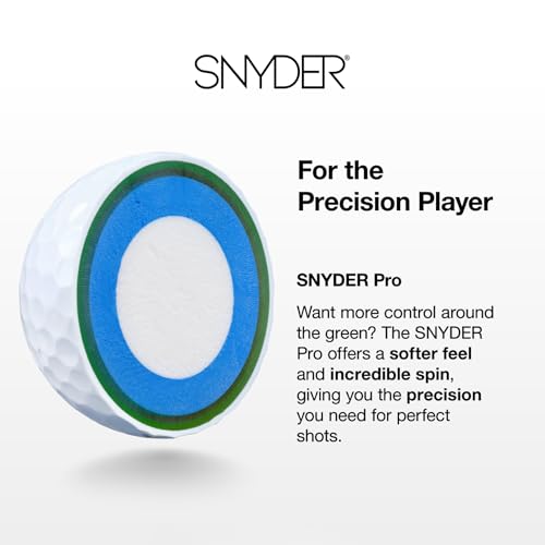 Snyder USA Pro Golf Balls - 5-Piece Construction Practice Golf Balls, Urethane Cover, 322 Dimples, 90 Compression, Training Golf Balls 12 Pack - color: White w/ Blue