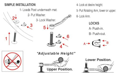 Golf Tee for Mat, Rotating Golf Tee, Adjustable Height with Flexible Arm for Driving Range, Backyard, Garage. Indoor-Outdoor. Made in USA