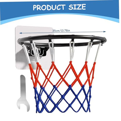 Replacement Basketball Rim,Wall Door Mounted Basketball Hoop with Sticker,Basketball Flex Rim Goal Replacement with All Weather Net for Wall Door Mounted/14 Inch