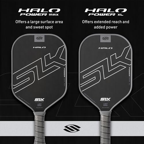 Selkirk Sport SLK Halo Raw Carbon Fiber Pickleball Paddle | Power, Pro and Control Pickleball Paddles | T700, 18K Ultraweave, Aramid Fiber LinkWeave | Designed & Controlled in USA - color: Power | Gray | 2025, size: XL (Elongated Shape)