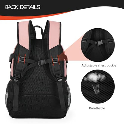 Goloni Basketball Backpack,Large Sports Bag with Ball Compartment & Shoe Compartment,Basketball Bag Fit Volleyball, soccer,Gym - color: Pink