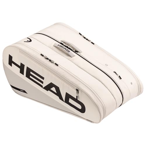 HEAD Tour Racquet Bag XL (12R) Tennis Bag - Holds Up to 12 Racquets, CCT+ Climate Control Technology, 3 Main Compartments, Shoe Pocket & Backpack Carry System - color: White