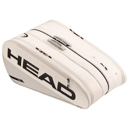 HEAD Tour Racquet Bag XL (12R) Tennis Bag - Holds Up to 12 Racquets, CCT+ Climate Control Technology, 3 Main Compartments, Shoe Pocket & Backpack Carry System - color: White