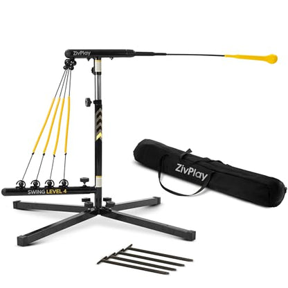 ZivPlay Baseball Hitting Trainer Baseball Swing Trainer Softball and Baseball Training Equipment for Batting Practice with Height and Speed Adjustment