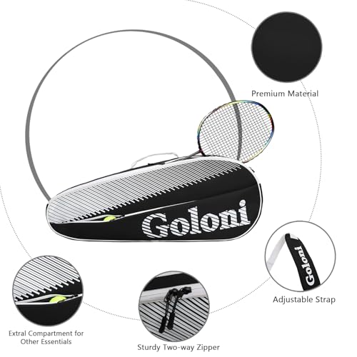 Goloni | 3 Racquet Tennis Bag, for Professional or Beginner Tennis Players, Rackets Cover Bag with Protective Pad & Lightweight | Unisex Design for Men, Women, Youth and Adults - color: White