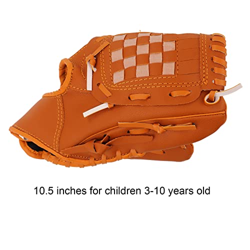 Acouto Premium PVC Sport Baseball Gloves Brown Pitcher Mitt for Kids and Adults Training 10.5in Outdoor Use (10.5 Inch)