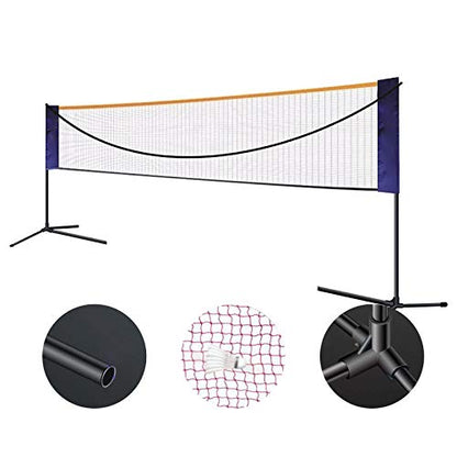 Foldable Badminton Net Set, Adjustable Width (20ft/17ft/12.6ft), Adjustable Height(2.5ft/4.1ft/5.1ft), Portable Badminton Net for Outdoor Indoor