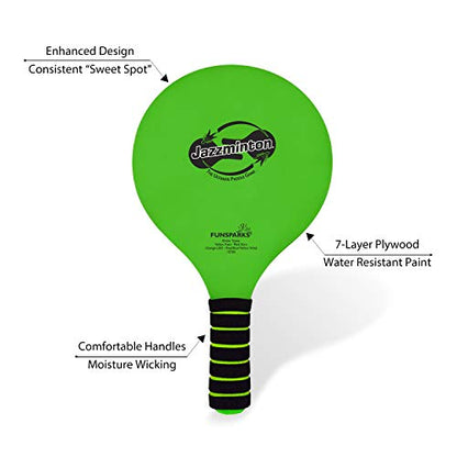 Jazzminton Paddle Game Select Double Badminton Set 4 Rackets - Beach Games for Kids Teens Adults and Family Games -Outdoor Games for Lawn, Yard, Tailgating, Camping Games