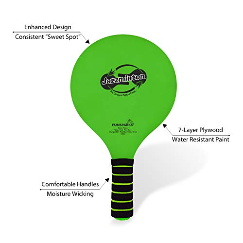 Jazzminton Select Paddle Ball Game with Carry Bag - Indoor Outdoor Toy - Play at The Beach, Lawn or Backyard - 2 Wooden Racquets - 4 Shuttlecocks - 1 Ball