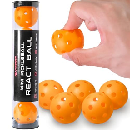 PIKKOFUN React Mini Pickleball Balls - 5 Pack Quiet Training Balls for Improve Hand Speed, Paddle Control and Accuracy - color: Orange