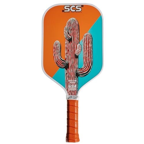 SCS Carbon Fiber Pickleball Paddle – USAPA Approved 2024 – Lightweight, Enhanced Spin, Sure-Grip Handle – Evo-Lite Series for Intermediate Players - color: Cacti