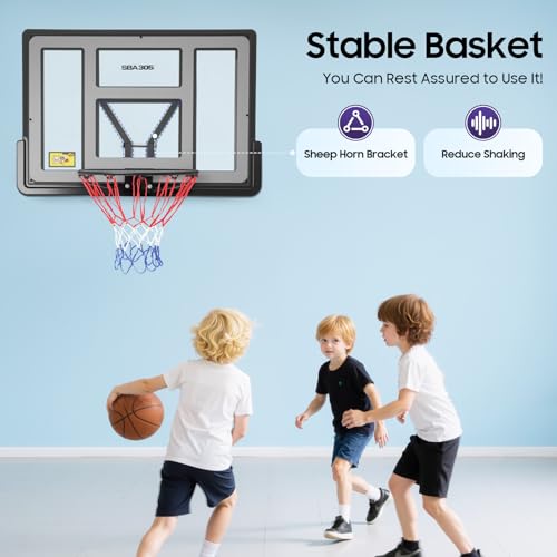 44'' Basketball Backboard and Rim Combo, Wall Mounted Basketball Hoops PET Shatter Proof Backboard and Rim, School Competition Durable Hanging Basket Ball Hoop Goal Rack for Indoor Outdoor Use