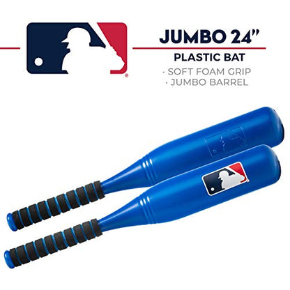 Franklin Sports MLB Jumbo Kids Plastic Baseball Bat - Backyard Bat with Large Barrel for Toddlers - Fat Plastic Bat - color: Blue