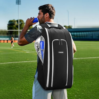 YOREPEK Football Equipment Bag, Large Football Backpack Fits All Gear, Ventilated Shoe Compartment & Insulated Pocket, Wide Padded Straps for Comfortable Carry, Youth Players Practice Game Day