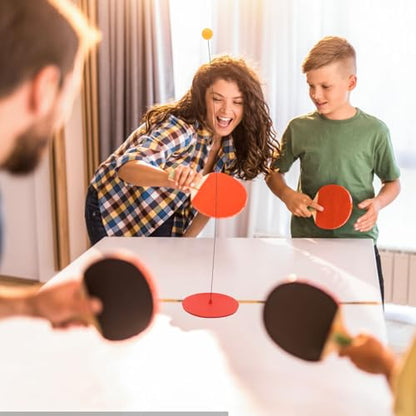 Table Tennis Trainer Elastic Shaft Racket Set with Base and Balls, Sports Kit for Indoor Ping Pong Practice and Solo Table Tennis Training Random Color