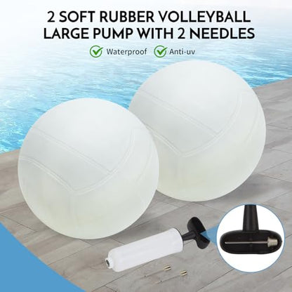 Inground Pool Volleyball Net Set with Max 26 FT Adjustable Length, 3 Heights Adjustable Outdoor Volleyball Set for Pool with 2 Volleyballs and Carry Bag - color: Yellow
