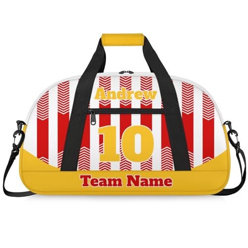 Basketball Soccer Gifts for Boys Girls - Custom Sports Duffle Bag, Personalized Name & Team Bag, Water-Resistant Gym Bag for Basketball, Soccer, Volleyball | Y-Red Yellow - color: Y-Red Yellow