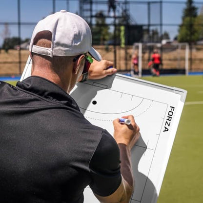 FORZA 35in x 24in Double-Sided Sports Coaching Whiteboard | 13 Sport Options - Dry Erase Board Equipped with Magnetic Markers, Pen & Eraser (Field Hockey, with Carry Bag) - size: With Carry Bag, style: Field Hockey