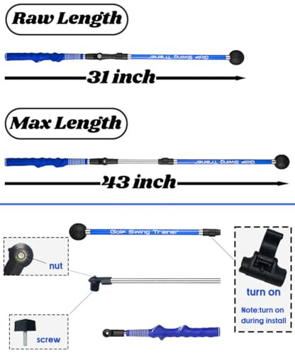 Golf Swing Trainer aid - Golf Training aid to Improve Hinge, Forearm Rotation, Shoulder turna and Grip.Portable Collapsible Swing Trainer Equipped with Golf Grip Trainer - color: Left Hand Grip(Blue)