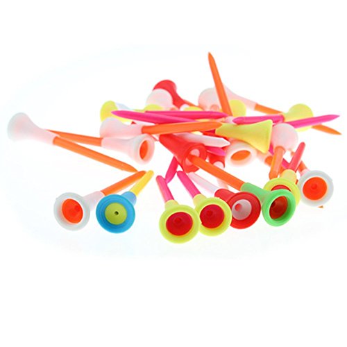 Crestgolf Rubber Cushion Top Plastic Golf Tees Mixed Colors Pack of 50pcs - size: 2-3/4"