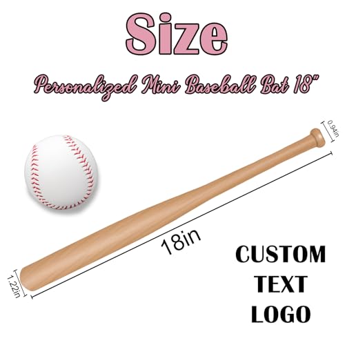 Personalized Mini Baseball Bat 18″Custom Wooden Bat Engraved Name Logo Number Customized Mini Bats for Tee Ball Small Training Baseball Gifts for Teams, Little League, Players,Games