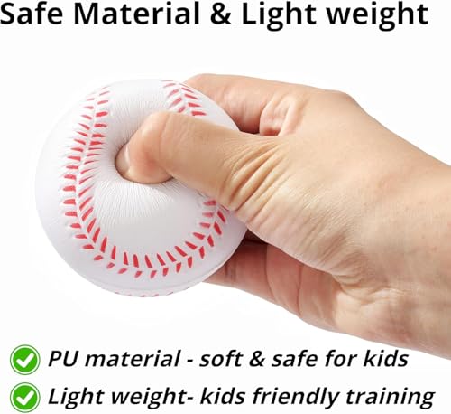 Foam Baseballs Softballs Practice Training Ball for Beginners Hand Exercise Squeeze Ball for Safe Throwing Catching and Batting Practice - color: White 6 PCS foam baseballs