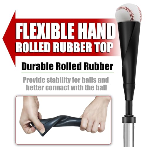 TARUMG Portable Batting Tee for Baseball/Softball, Height Adjustment from 25-47 inches, Heavy Duty Baseball Tee with Detachable Rubber Top, Easy Assembly Hitting Tee for Kids/Youth/Adults - style: Plus Set&Silver 25‘’-47‘’