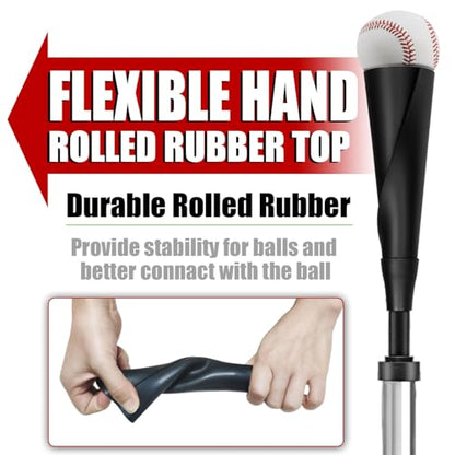 TARUMG Portable Batting Tee for Baseball/Softball, Height Adjustment from 25-47 inches, Heavy Duty Baseball Tee with Detachable Rubber Top, Easy Assembly Hitting Tee for Kids/Youth/Adults - style: Plus Set&Silver 25‘’-47‘’