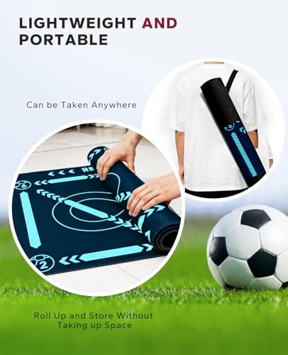 HAPBEAR Soccer Training Mat - 0.2" Thickened Professional Footwork & Ball Mastery Equipment - Anti-Slip Silent Football Practice Mat for Home & Gym - All Ages Speed Agility Trainer - color: Dark Blue
