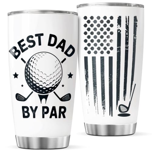 CUBICER Best Dad By Golf Design 20 Oz Tumbler Stainless Steel Gift For Loving Dads Fathers Day Birthday Outdoor Use Coffee Hot Cool Tea Bottle Iced Travel Heat Mug - color: Golf Dad C5