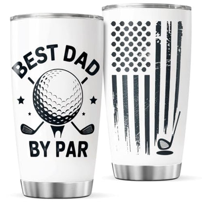 CUBICER Best Dad By Golf Design 20 Oz Tumbler Stainless Steel Gift For Loving Dads Fathers Day Birthday Outdoor Use Coffee Hot Cool Tea Bottle Iced Travel Heat Mug - color: Golf Dad C5