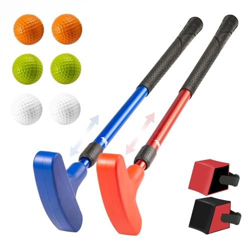 Mini Golf Clubs, 2 Pack Mini Golf Putter and Foam Balls for Men and Women with 2 Golf Training Aid and 6 Foam Golf Balls, Adjustable Length Golf Putter Set Suitable for Teenagers and Adults