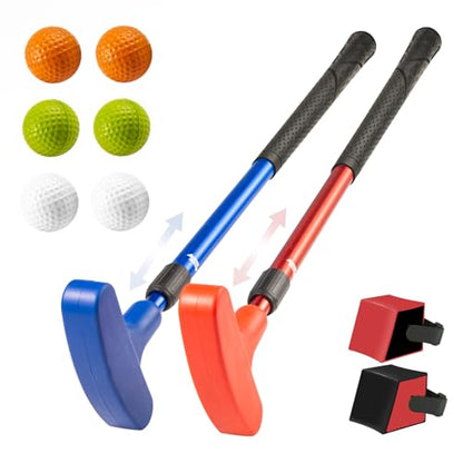 Mini Golf Clubs, 2 Pack Mini Golf Putter and Foam Balls for Men and Women with 2 Golf Training Aid and 6 Foam Golf Balls, Adjustable Length Golf Putter Set Suitable for Teenagers and Adults