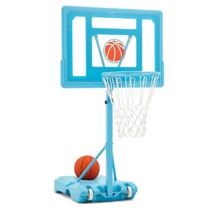 32“x23” Pool Basketball Hoop, 3.1FT-4.1FT Height Adjustable Poolside Basketball Hoop,Include Air Pump,Basketball, Made for Teens, Adults, Blue - color: Blue, size: 3.1-4.1FT