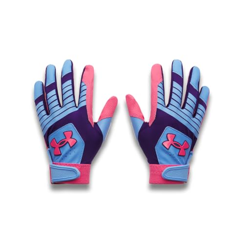 Under Armour Boys' Youth Clean Up Baseball Gloves, (452) Ceylon/Super Pink/Super Pink, Large