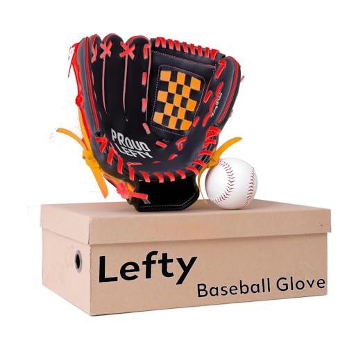 Left Handed Baseball Glove for Kids, Entry-Level Left Handed Baseball Glove, Durable Lefty Tball Gloves for Kids Youth Training. 10.5in, Age 4-7 - color: Black & Yellow, size: 11.5in Age 7-11