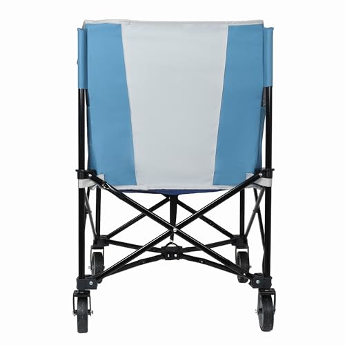 Blue & Gray Rolling Ball Collapsible Wagon, Collapsible Design, Steel Frame, Folding Camping Cart for Yard, Volleyball Basketball Tennis Toy Storage Multi-Sport Family Gym, 20x20x37 in
