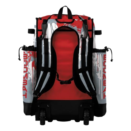 Boombah Superpack Hybrid Rolling Bat Bag - Wheeled & Backpack Version - Graffiti Drip - Multiple Color Options - color: Red/Gray/White